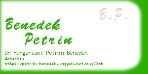benedek petrin business card